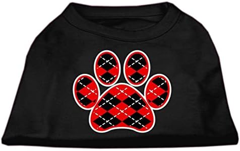 Mirage Pet Products Argyle Paw Red Salt Print Shirt Black Med