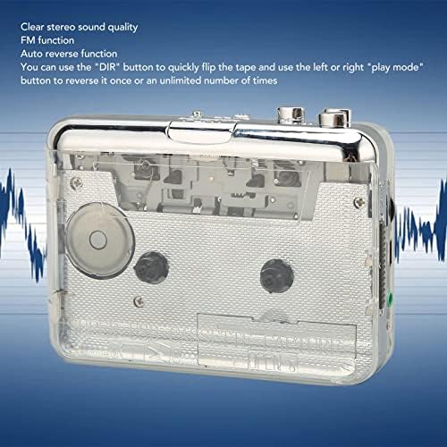 Cassete portátil Audio Music Player com fones de ouvido de 3,5 mm, 76108MHz FM Radio Player, retro estéreo Cassette Player, USB ou 2AA Battery Powered