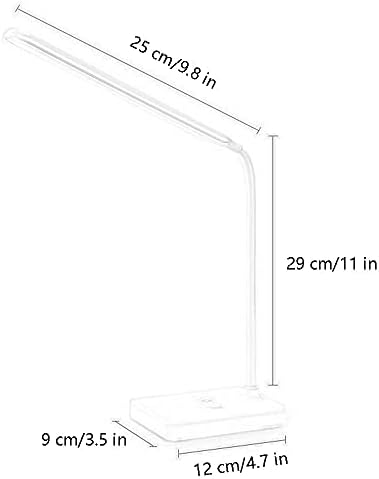 Lâmpada de mesa do pescoço ajustável do JWWC Ajuste Controle de controle de escritório com porca de carregamento USB, lâmpada de leitura, lâmpadas de mesa para cuidar dos olhos, [Classe de energia A +]