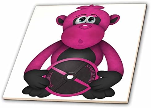 Ilustrações fofas 3drose - ilustração de gorila de levantamento de peso rosa brilhante - azulejos