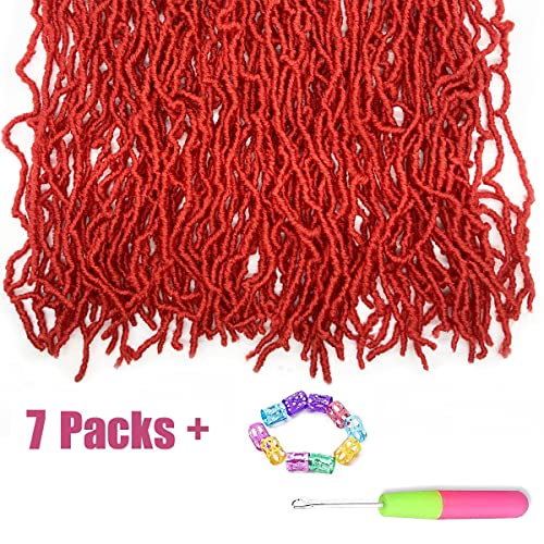 36 polegadas 7 pacotes vermelhos Locs macios Cabelo de crochê fita inteira Sem longas longas locs Faux Locs pré-loopados