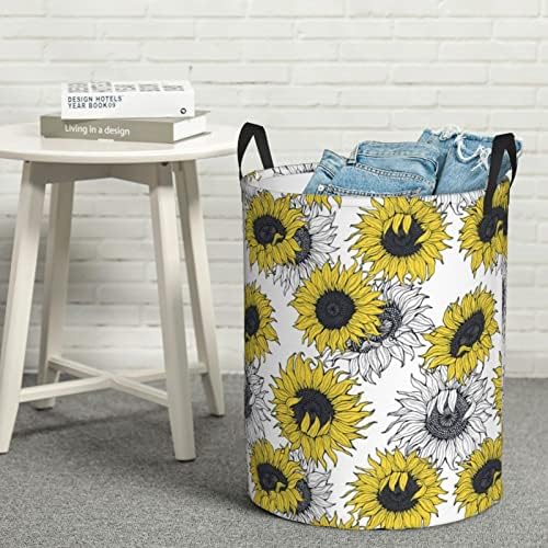 Cestas de lavanderia dobráveis ​​de lavanderia de girassol com alças cesta de roupas dobráveis ​​sujas cesta de roupa fácil de