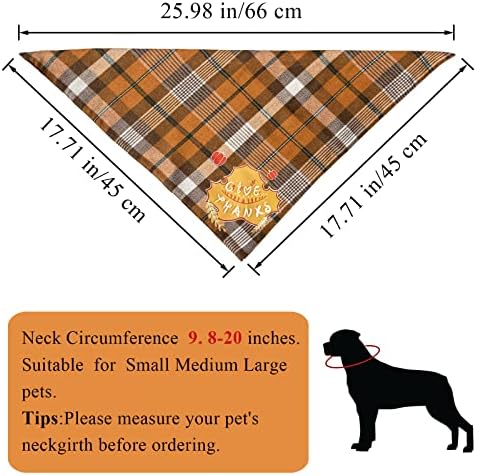 CHNGEARY Ação de Graças Bandana, nova bandana de cães de outono xadrez com peru e bandana de cães de padrão de folhas