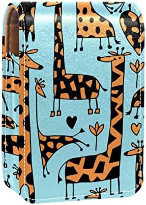 Cartoon Girafas Belas Borda de Bato de Batom Saco com Espelho para Mulheres Bolsa de Maquiagem Presente de dama de honra