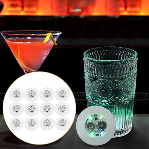Decoração de casamento de cabilock 24 PCs LED Coaster Light Up Coasters Para bebidas, Drink Coasters Bar Coaster Flash Up Tapes Copo para tipos de xícaras de copos Partida