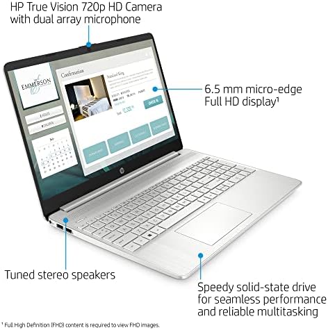 HP 2022 15.6 '' HD Laptop Touchscreen AMD 2-CORE RYZEN 3 3250U 8GB DDR4 RAM 512 GB M.2 SSD AMD RADEON Gráficos USB-C HDMI