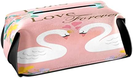 Love Swan Floral Tissue Box Capa Retangular Couro de Caixa de Tecido com Distribuidor de Tecidos Faciais da alça