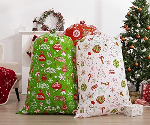 6 PCs grandes sacolas de presente de Natal, 56 x 36 polegadas Jumbo Giant Gift Sacols com cordas e etiquetas de presente para presentes grandes, sacolas de presente de Natal de tamanho grande, suprimentos de favor de serviço pesado para guloseimas de férias