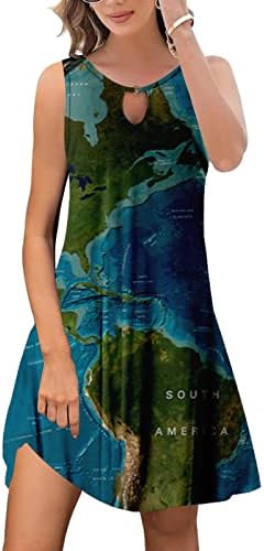 Etcyy Summer Dresses for Women 2023 Trendy Boho Floral Print Cover Up Crew Neck Neck Sundresses com bolsos