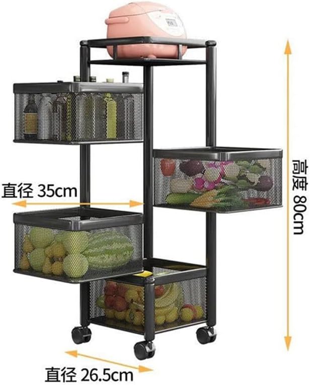 N/A Multi-camada de camada de cozinha rack de armazenamento vegetal e cesta de frutas carrinho de rack de armazenamento de cozinha multifuncional