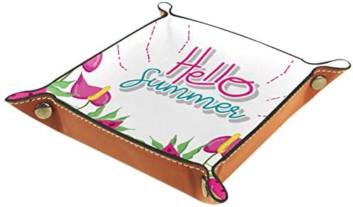 Lyetny Hello Cartoons de verão Organizador de flores da melancia Bandejas de armazenamento Caixa de cabeceira Caddy bandeja de desktop alteração de carteira key Caixa de moeda Bandejas de armazenamento de bandeja, 20.5x20.5cm