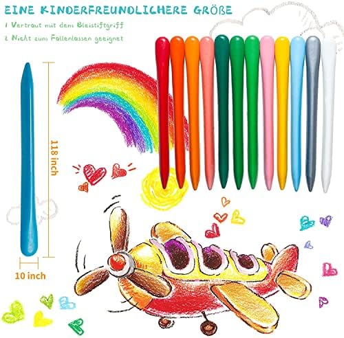 DQSWKO Seguro e não-tóxico de lápis, 12 cores triângulo para crianças laváveis ​​pintando giz de cera, giz de cera lavável para crianças de 3 anos ou mais, presentes adequados para meninos e meninas