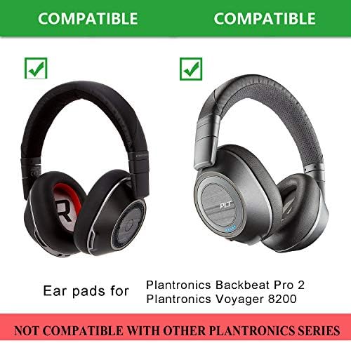 Defean Backbeat Pro II - Earpads Substituição Ear almofadas para orelhas compatíveis com Plantronics Voyager 8200 UC, fone de ouvido Backbeat Pro2, couro mais macio, ruído de alta densidade de espuma cancelada