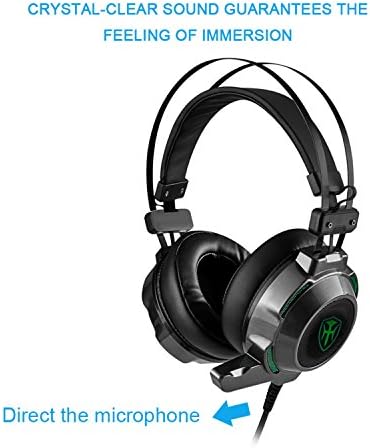 Fone de ouvido Tecrok Gaming para PS4, Xbox, PC, laptop e celular isolamento de ruído com fio de 3,5 mm, graves profundos, fones de ouvido de jogos de LED de estéreo a surround com microfone