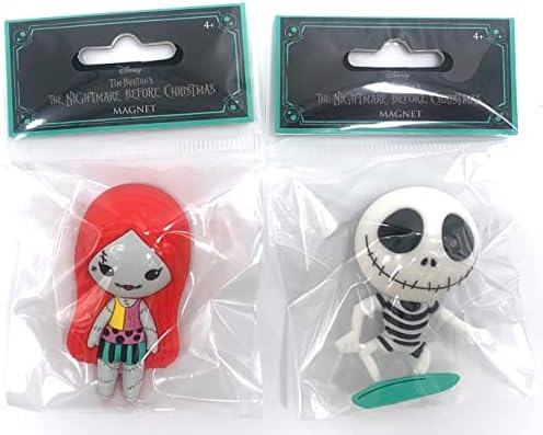 Nightmare Antes do Natal Verão Jack Skellington e Sally 3D Figura Figura Conjunto de ímã - ímã para geladeiras e armários