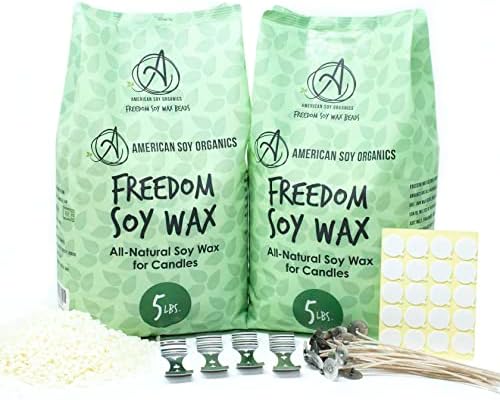 American Soy Organics MicrowAvable Soy Wax Minchados para fabricação de velas-Premium Soy Candle Kit-10 libras Liberdade de soja BEADS-4