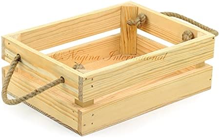 Bandejas de caixas de madeira naturais artesanais Conjunto de 3 - Presente de decoração para casa pirata - Nagina International
