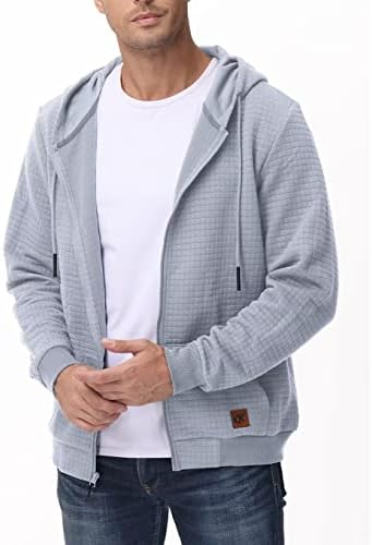 Yuyangdpb Men's Zip Up Hoodie Jackets de moletom com capuz leves com bolso de Kanga