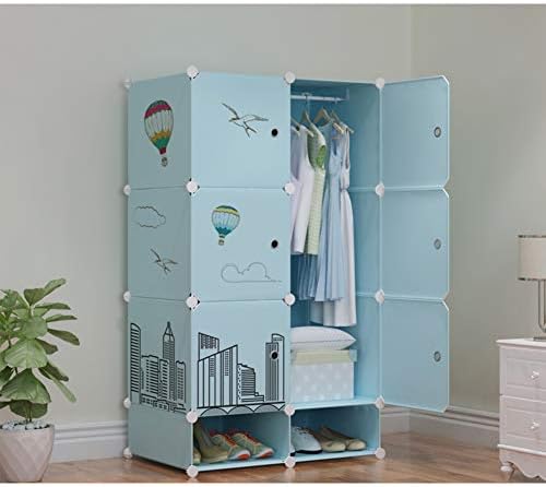 Guarda -roupa de resina, armazenamento modular portátil prateleiras de estante de estante de estante de estante de estante de armário azul para quarto -g l30xw19xh51 polegada