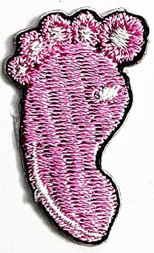Rareasy patch mini fofos crianças pegadas rosa bebê rosa cartoon moda bordado patches adesivo logotipo chap ton backpack jaqueta