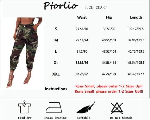 Mulheres calças de carga de camuflagem Camuflagem Fadiga do exército de cintura alta ascendente de jogger Sortel