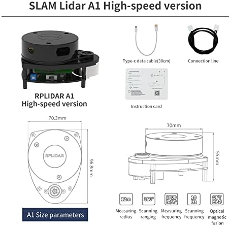 SLAMTEC RPLIDAR LIDAR SLAM A1M8 SUPORTE NAVEGAÇÃO DE MAPAPELA PARA ROS/ROS2 （Atualizar a versão aprimorada)
