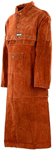 Avental de soldagem de couro qeelink com manga - jaqueta de soldagem grande e alta resistente à chama pesada | Blacksmith