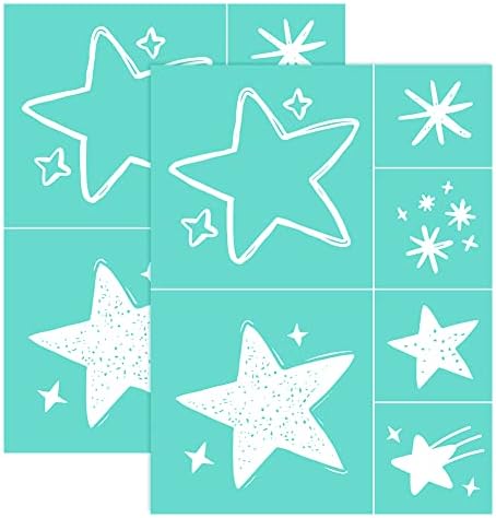 Olycraft 2pcs Auto-adesivo Tela de seda estêncil de seda estêncil Twinkle Star estênceis de malha reutilizável transferível decoração