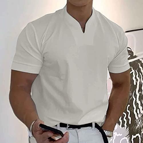 Camisas de manga curta masculinas 2023 Tops de verão casuais camisetas de decote em V Slim fit
