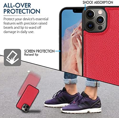 CaseOwl iPhone 13 Pro Max Cases Wallet - Capacidade de grande capacidade - destacável magnético -2 em 1 capa de telefone de couro de bolso com zíper com pulseira de pulso - carteira de cartões para o iPhone 13 Pro max -Red