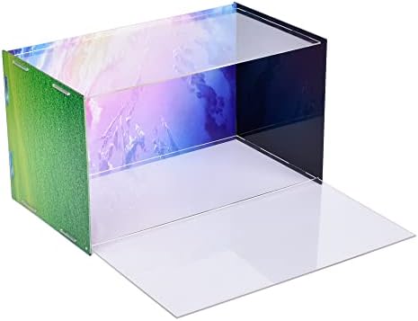 Caixa de acrílico lfiveoh com padrões de céu e grama retangular caixa transparente de acrílico de acrílico Caso da porta de abertura