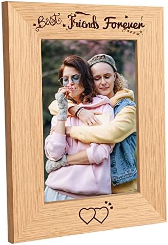 Creatcabin Best Friends Forever Frame Frame Gravado Artame de Imagem de Madeira Natura