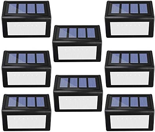 Andefine 8 pacote de etapa solar luzes ao ar livre, 6 luzes solares LED Luzes de segurança sem fio Lâmpadas de segurança