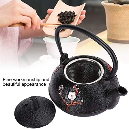 Chaleira de chá, fogão de bule com infusser não revestido japonês pane de chá de ferro fundido preto 10 oz