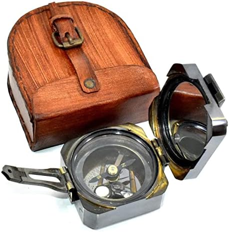 Saifi Handicraft Maritime Marine Antique Solid Brass Kelvin & Hughes 1917 Brunton Compass vintage
