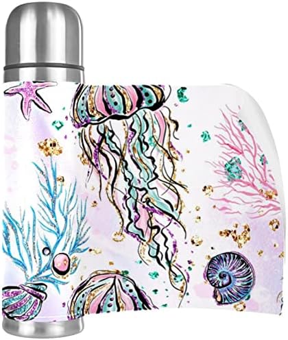 Glitter Ocean Sea Life Pink Vacuum Isoled Stainless Stone Water Bottle, Thermo Thermo Coffee de parede dupla caneca de café 17 oz para escritório escolar