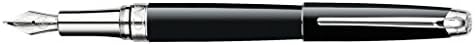 Caran d'Ache Léman Ebony Pen do ródio, com revestimento de ródio, médio, preto