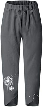 Calças de linho de algodão para mulheres para mulheres calças de verão casuais com bolsos soltos fit boho calças de praia confortáveis