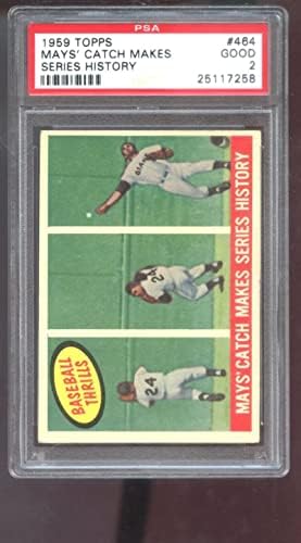 1959 Topps 464 Willie Mays Catch faz da série History PSA 2 Cartão de beisebol graduado - Cartões de novatos de beisebol cortados
