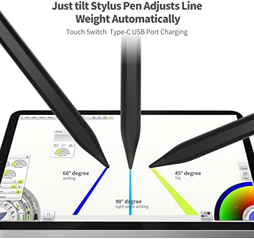 Caneta de caneta compatível com Apple Pencil 2ª geração, iPad Air 4th/5th, iPad mini 5º/6º, iPad Tablets, iPad Pro 11/12,9 polegadas, rejeição de palma, inclinação, adsorção magnética, exibição de potência