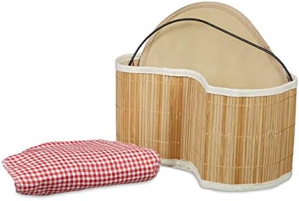 Relaxdays Bamboo Basket, HXWXD: 16,5 x 33,5 x 23,5 cm, tigela de pão, lixeira, com inserção, marrom natural, 23,5 x 33,5 x 16,5 cm
