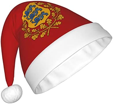 Zaltas Bat de Armas da Estônia Chapéu de Natal para Hats adultos de Papai Noel para Adult Soft para o Ano Novo de Ano Novo de Natal