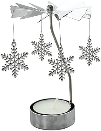 Decorações de Natal 2021 enfeites de natal ornamentos de Natal 2021 Romântico Rotativo Decoração de Candelas de Candleira de Candleira Decoração de Candleira Decoração de Mesa Criativa Lanterna Rotativa