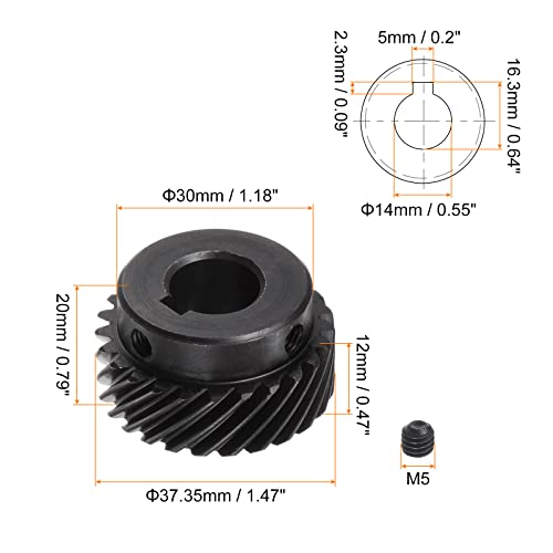 UXCELL 14mm Abertura interna 25t engrenagem de chanfro helicoidal 1 mod endurecida 45 spur de aço diferencial diferencial 5x2.3mm