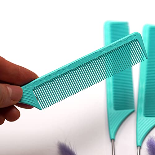 Vellen Hair Professional Combos de cauda de rato de 9 polegadas para cabeleireiros, material de PEI 430 ° F Resistente ao calor e antistático, pente de cauda com aço inoxidável longo para despedida, estilo e destaque - 3 pacote