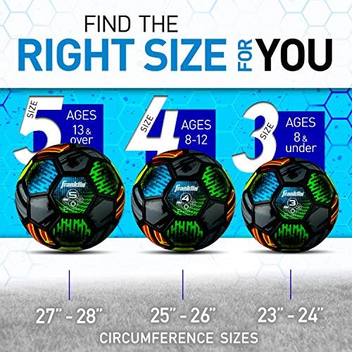 Franklin ostenta bolas místicas de futebol - bola de futebol e conjuntos de bombas de ar - bolas de futebol de múltiplos tamanhos - capa macia - perfeita para crianças e adultos