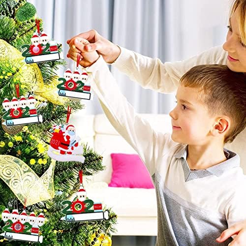 2021 Ornamento de Natal sobrevivente de quarentena, ornamentos de penduramento de Natal personalizados covid-19, 2021 Kit de decorações comemorativas de árvore de Natal para família, presentes de natal