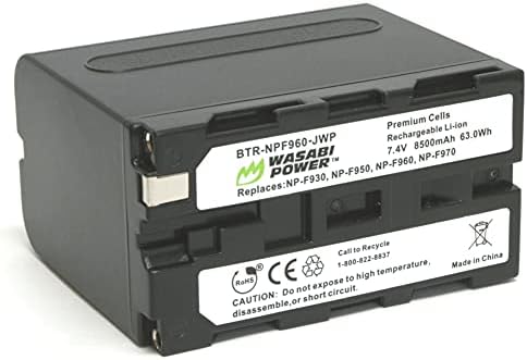 Bateria de energia Wasabi para a Sony NP-F975, NP-F970, NP-F960, NP-F950 e SONY DCR-VX2100, DSR-PD150, DSR-PD170, FDR-AX1, HDR-AX2000, HDR-FX1, HDR-FX7, AX1, HDR-AX2000, HDR-FX1, HDR-FX7, HDR-FX1000, HVL-LBPB, HVR-HD1000U, HVR-V1U, HVR-Z1P, HVR-Z1U, HXR-MC2000U, MVC-FDR1, NEX-EAA50UH, NEX-FS100U, NE