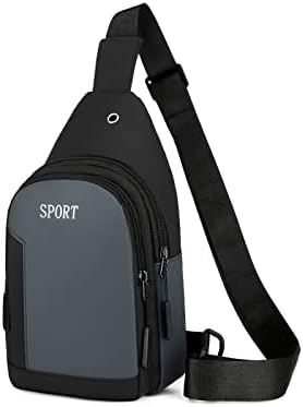 Saco de estilingue crossbody, bolsa de mochila à prova d'água com porta de carregamento USB, mochila de viagem de peito crosspacy