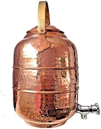 Dispensador puro de cobre martelado 6,5 litros 218 oz tanque de água de armazenamento com tapa em benefício ayurvédico de saúde